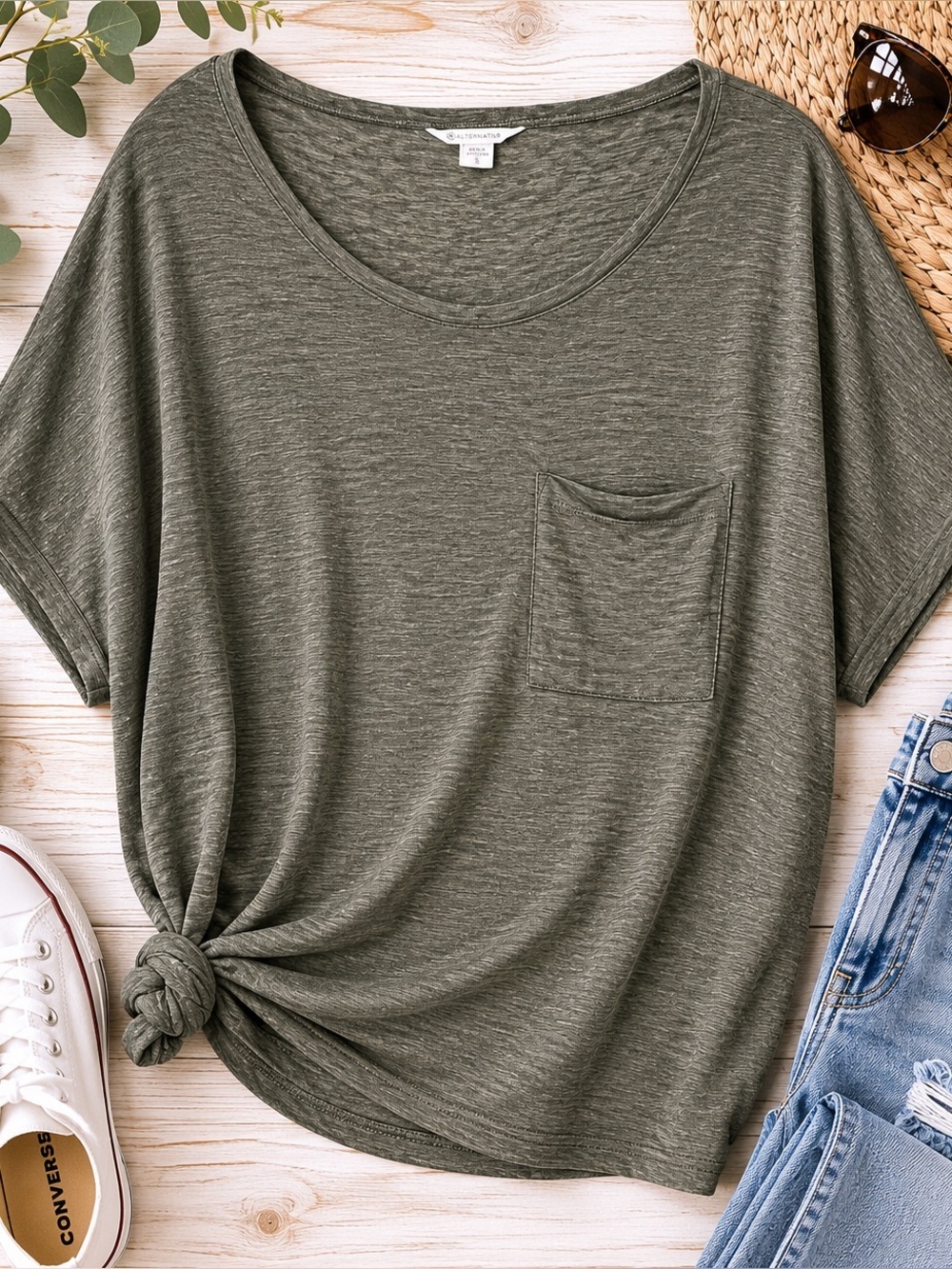 Caslon Olive Green short Sleeve Pocket Tee